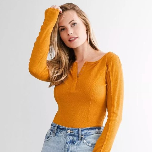 FREE People Sloan Bodysuit Amber Color - Size Large - Picture 3 of 4